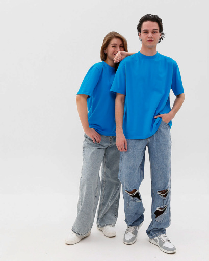 Футболка унисекс базовая oversize Premium CRC FP-133-21 57809, Цвет: Голубой, Размер: S, изображение 6