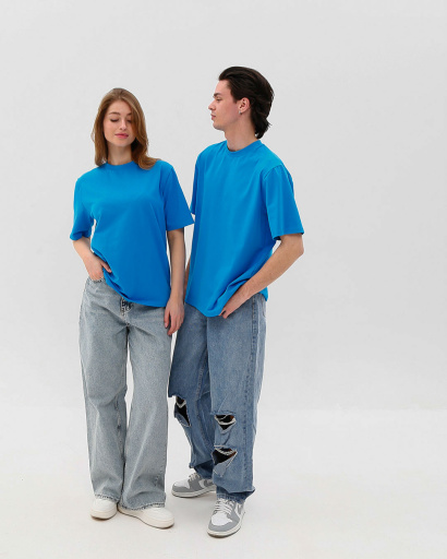 Футболка унисекс базовая oversize Premium CRC FP-133-21 57809, Цвет: Голубой, Размер: S, изображение 2