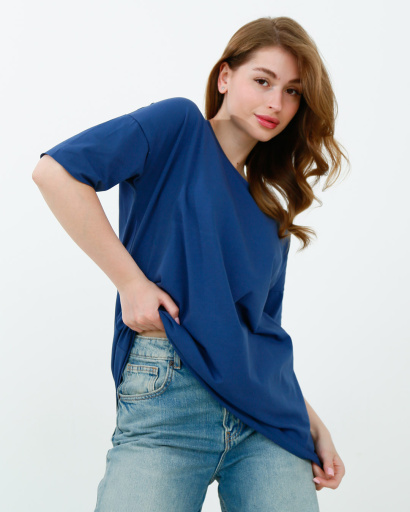 Женская длинная футболка Standart, джинс 57872, Цвет: Джинс, Размер: L, изображение 6