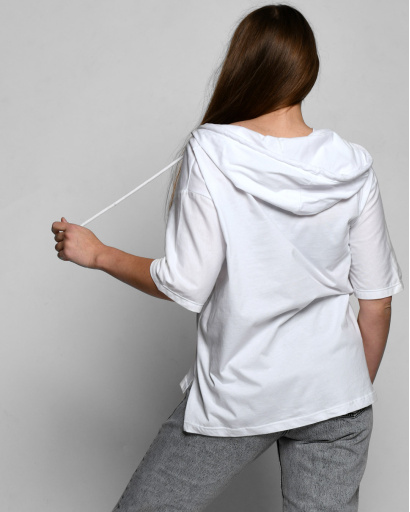 Біла жіноча футболка оверсайз 57922, Колір: Білий, Розмір: S, зображення 3