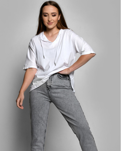 Біла жіноча футболка оверсайз 57922, Колір: Білий, Розмір: S, зображення 4