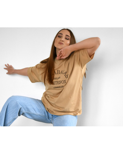 Бежева жіноча футболка Standart з вишивкою Calabasas 57926, Колір: Бежевий, Розмір: M, зображення 2