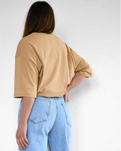 Бежева жіноча футболка Standart з вишивкою Calabasas 57926, Колір: Бежевий, Розмір: M, зображення 5