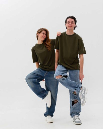 Футболка унисекс базовая oversize Premium CRC FP-133-1 57804, Цвет: Хаки, Размер: S, изображение 6