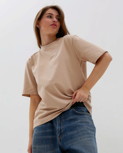 Футболка унисекс базовая oversize Premium CRC FP-133-10 57805, Цвет: Бежевый, Размер: S, изображение 4