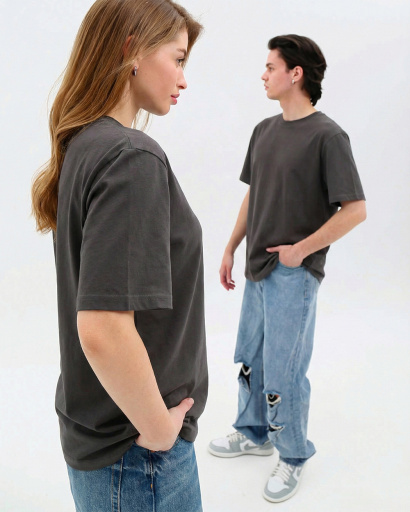 Футболка унисекс базовая oversize CRC FP-133-29 57827, Цвет: Графит, Размер: S, изображение 4