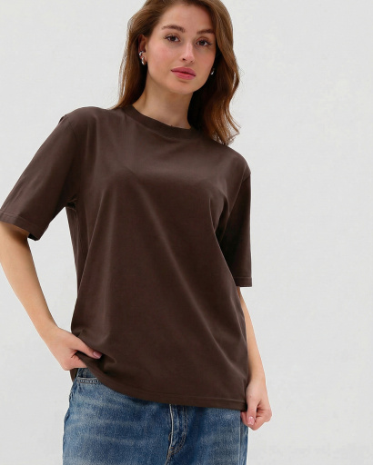 Футболка унисекс базовая oversize CRC FP-133-26 57828, Цвет: Коричневый, Размер: S, изображение 2