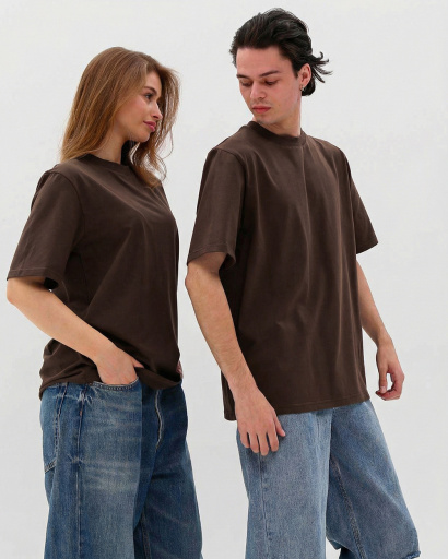 Футболка унисекс базовая oversize CRC FP-133-26 57828, Цвет: Коричневый, Размер: S, изображение 4
