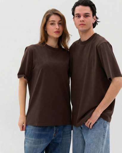 Футболка унисекс базовая oversize CRC FP-133-26 57828, Цвет: Коричневый, Размер: S, изображение 5