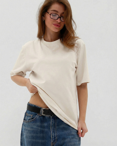 Футболка унисекс базовая oversize CRC FP-133-36 57829, Цвет: Молочний, Размер: S, изображение 2