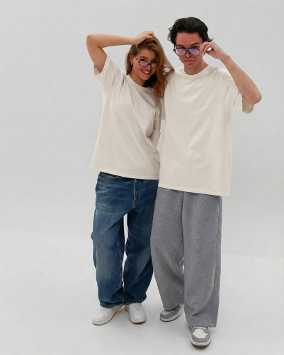 Футболка унисекс базовая oversize CRC FP-133-36 57829, Цвет: Молочний, Размер: S, изображение 3