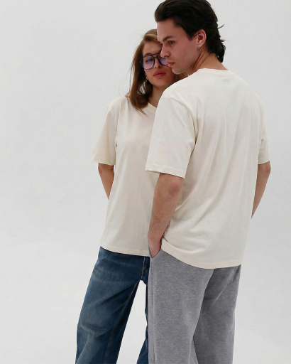 Футболка унисекс базовая oversize CRC FP-133-36 57829, Цвет: Молочний, Размер: S, изображение 4