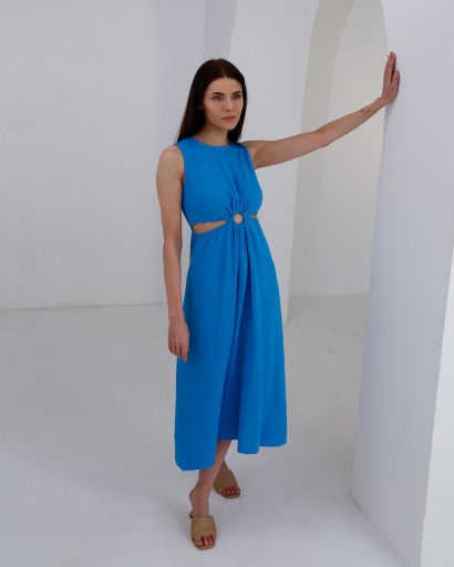 Сарафан міді з вирізами та декоративним кільцем 55960, Колір: Блакитний, Розмір: S, зображення 8