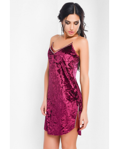 Вільна сукня марсала в піжамному стилі 29507, Колір: Бургунді, Розмір: XS, зображення 2