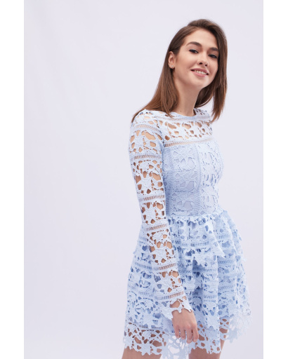 Ажурна міні сукня кольору блакитний 32703, Колір: Блакитний, Розмір: XS, зображення 3