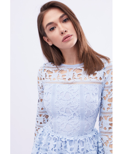 Ажурна міні сукня кольору блакитний 32703, Колір: Блакитний, Розмір: XS, зображення 4