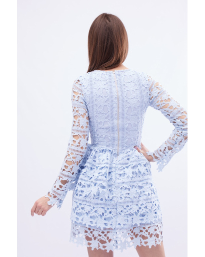 Ажурна міні сукня кольору блакитний 32703, Колір: Блакитний, Розмір: XS, зображення 5
