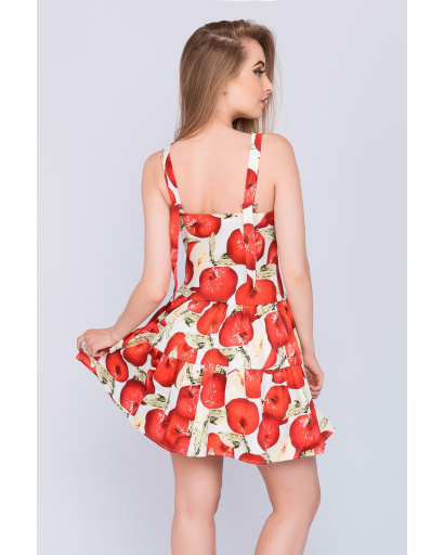 Літня сукня бебі дол з принтом яблук 27163, Колір: Червоний, Розмір: XS, зображення 2