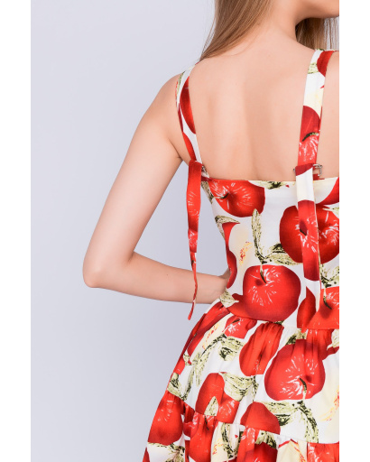 Літня сукня бебі дол з принтом яблук 27163, Колір: Червоний, Розмір: XS, зображення 3