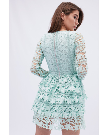 Ажурна міні сукня кольору м'ята 32699, Колір: М'ята, Розмір: XS, зображення 5