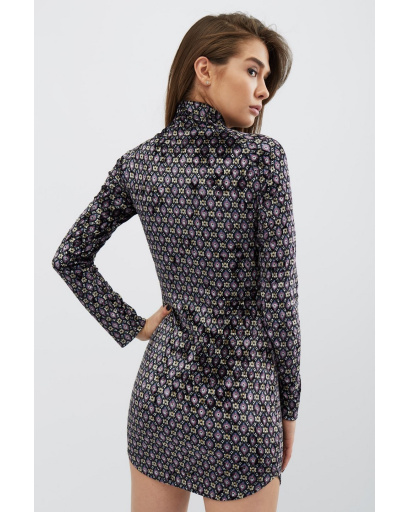 Мини платье из велюра с оригинальным узором 30542, Цвет: Малина, Размер: XS, изображение 5