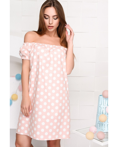 Бавовняна рожева сукня в горошок 26534, Колір: Рожевий, Розмір: S, зображення 2