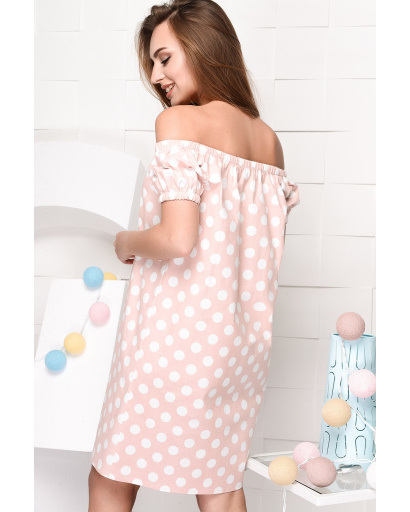 Бавовняна рожева сукня в горошок 26534, Колір: Рожевий, Розмір: S, зображення 4