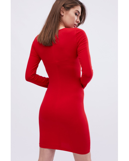 Червона міні-сукня з прозорими вставками 32034, Колір: Червоний, Розмір: XS, зображення 4