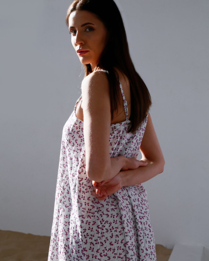 Летний сиреневый сарафан миди из муслина на бретелях 55987, Цвет: Лавандовый, Размер: S, изображение 5