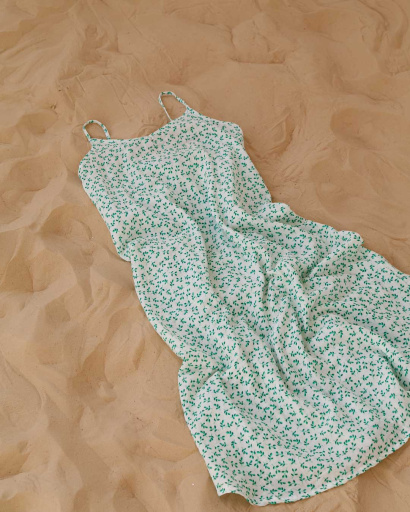 Літній зелений сарафан міді з мусліну на бретелях 55988, Колір: Зелений, Розмір: M, зображення 2