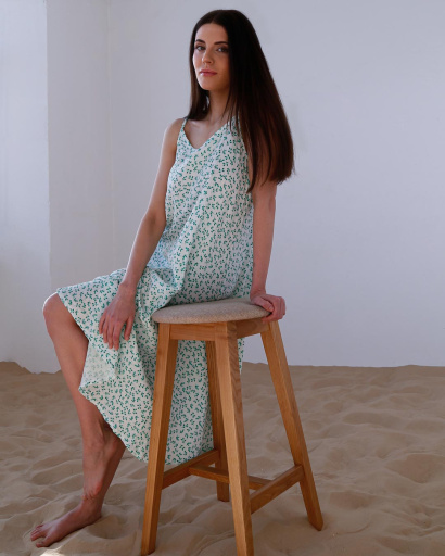 Літній зелений сарафан міді з мусліну на бретелях 55988, Колір: Зелений, Розмір: M, зображення 6