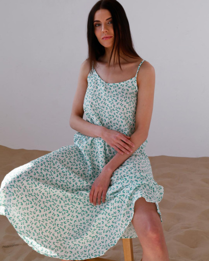 Літній зелений сарафан міді з мусліну на бретелях 55988, Колір: Зелений, Розмір: M, зображення 9