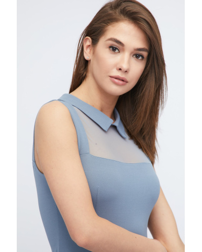 Облегающее серое мини-платье с отложным воротником 32805, Цвет: Серый, Размер: XS, изображение 5