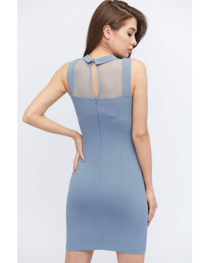 Облегающее серое мини-платье с отложным воротником 32805, Цвет: Серый, Размер: XS, изображение 6