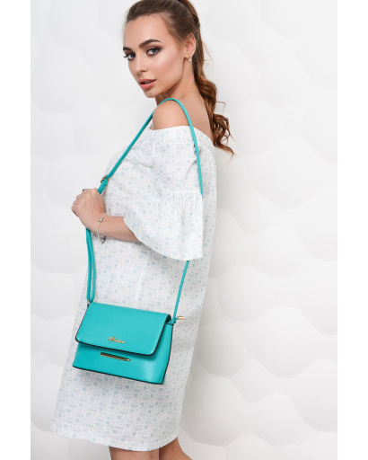 Бавовняна м'ятна сукня з відкритими плечима 27032, Колір: М'ята, Розмір: XS, зображення 3