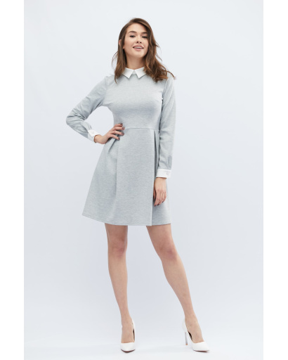 Сіра сукня з відкладним коміром та манжетами 32601, Колір: Сірий, Розмір: XS, зображення 2
