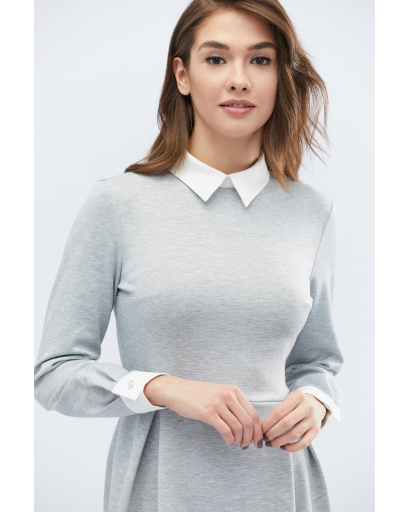 Сіра сукня з відкладним коміром та манжетами 32601, Колір: Сірий, Розмір: XS, зображення 3