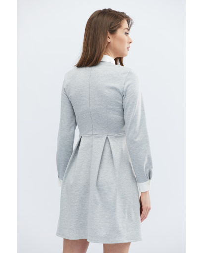 Сіра сукня з відкладним коміром та манжетами 32601, Колір: Сірий, Розмір: XS, зображення 4