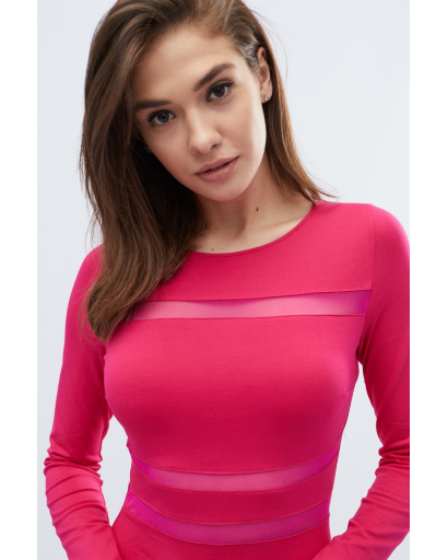 Міні сукня з прозорими вставками кольору малина 32694, Колір: Малина, Розмір: XS, зображення 3