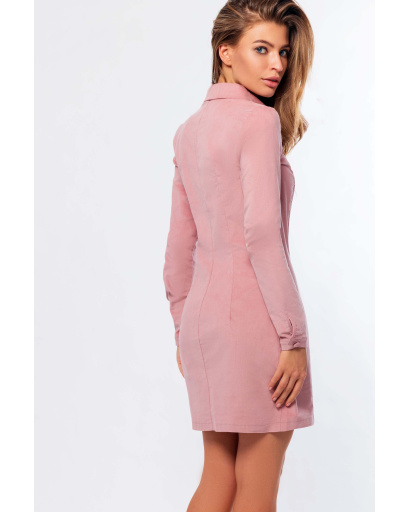 Велюрова сукня-сорочка персик на ґудзиках 34675, Колір: Персиковий, Розмір: L, зображення 3