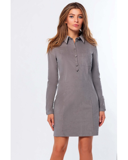 Велюрова сіра сукня-сорочка на ґудзиках 34676, Колір: Сірий, Розмір: XS, зображення 2