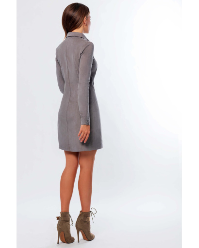 Велюрова сіра сукня-сорочка на ґудзиках 34676, Колір: Сірий, Розмір: XS, зображення 3