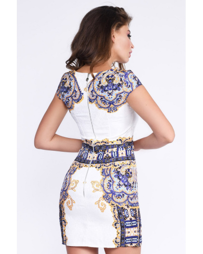 Короткое платье с ярким узором 33124, Цвет: Жёлтый, Размер: XS, изображение 4