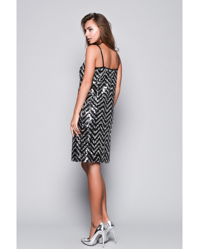 Міні сукня з паєтками кольору срібло 33131, Колір: Срібний, Розмір: XS, зображення 2