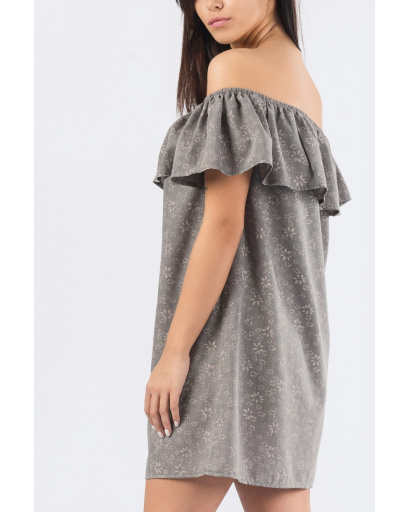 Літня сіра сукня з відкритими плечами і воланом 33694, Колір: Сірий, Розмір: XS, зображення 2