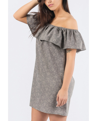 Літня сіра сукня з відкритими плечами і воланом 33694, Колір: Сірий, Розмір: XS, зображення 3