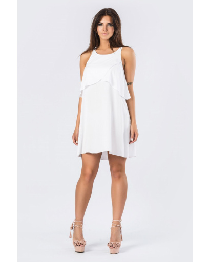 Легка біла літня сукня з оборкою 33670, Колір: Білий, Розмір: XS, зображення 2