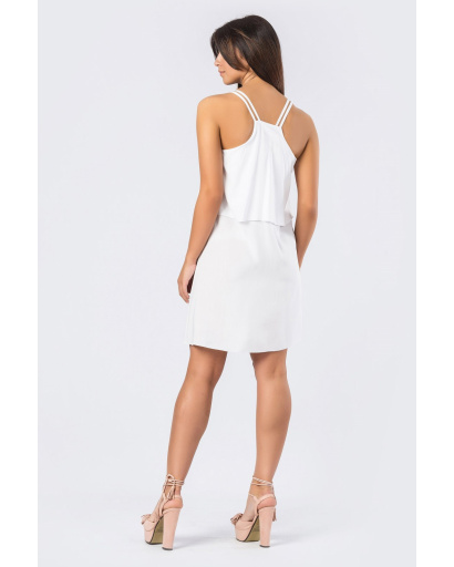 Легка біла літня сукня з оборкою 33670, Колір: Білий, Розмір: XS, зображення 3