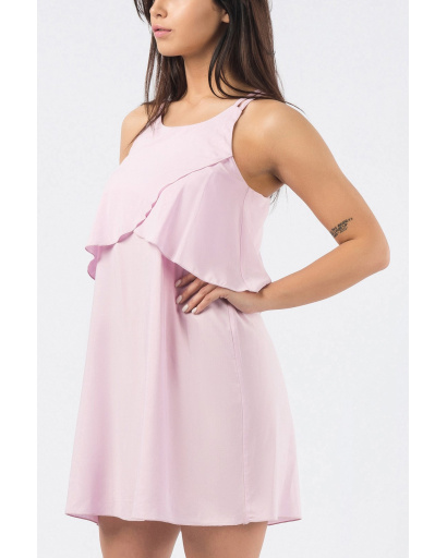 Легка рожева літня сукня з оборкою 33673, Колір: Рожевий, Розмір: L, зображення 3