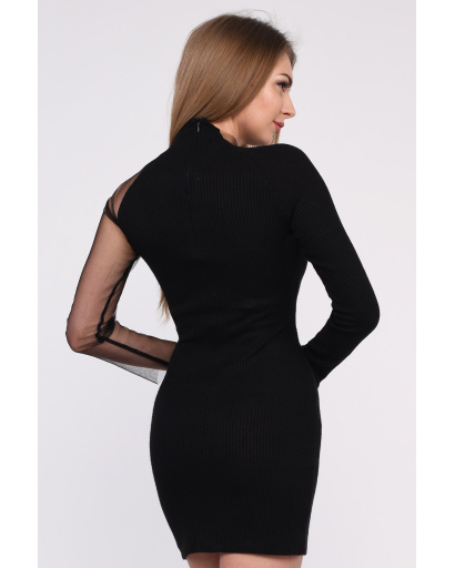 Асиметрична сукня з одним рукавом 35079, Колір: Чорний, Розмір: L, зображення 3